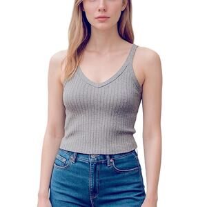 American Eagle Soft & Sexy Ribbed Tank Top Size Small Grey Marble Cropped